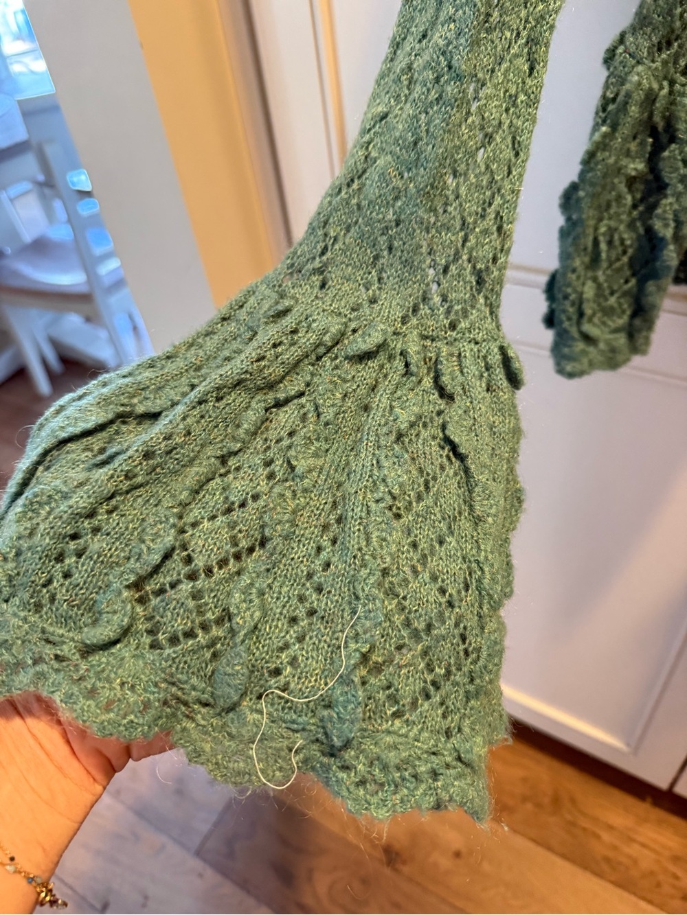 Moth Teal Open-Front Ruffle Knit Cardigan - Picture 4 of 4